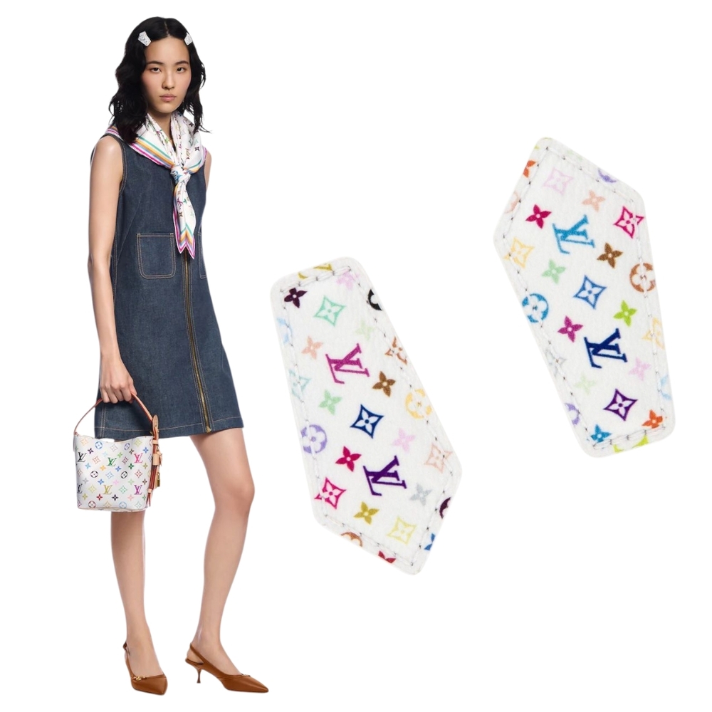 NIB Louis Vuitton x TM White Monogram Multicolor Mini LV Backstage Hair Clip Set